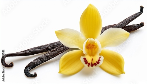 Fava De Baunilha E Flor De Baunilha Em Fundo Transparente