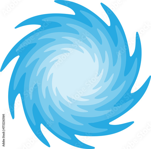 Abstract swirling water vortex icon. Fluid motion and swirling elements isolated on transparent background. Dynamic spinning water design. Water cyclone and tornado vector illustration.
