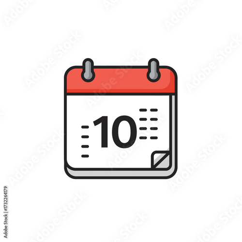 Calendar Vector Illustration with Date Indicator in Modern Style and Red Accents