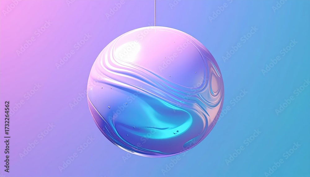 Obraz premium Abstract sphere with iridescent colors and swirling patterns, modern art.
