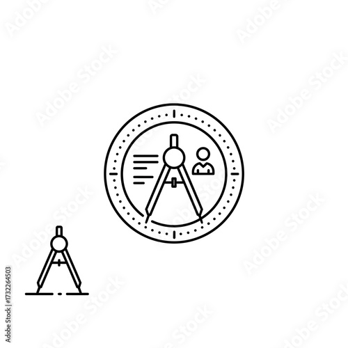 Illustration Icon Set Vector of Divider Calliper and Circle Geometric Elements in Modern Minimalist Style