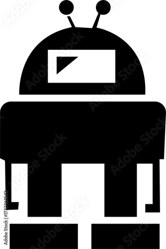 Title: Robot head ai artificial intelligence technology machine learning automation cybernetics future tech icon vector, isolated on transparent background
