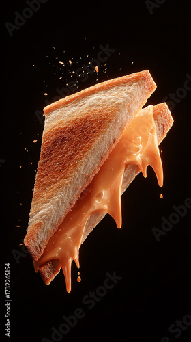 Grilled Cheese Sandwich Tower with Melted Cheese Dripping – Comfort Food Concept Made with generative AI