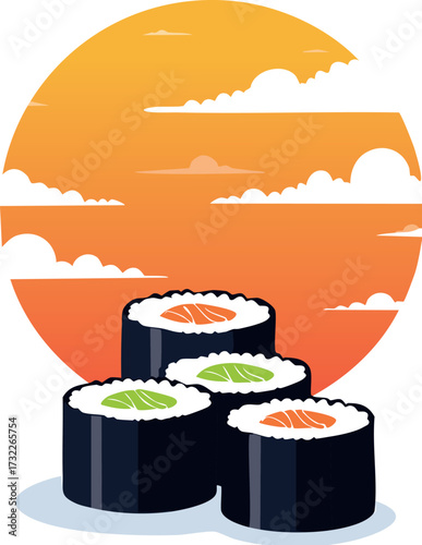 sushi, food, rice, japanese, fish, roll, maki, salmon, japan, meal, seafood, plate, dinner, cuisine, white, raw, gourmet, isolated, asia, seaweed, traditional, cucumber, healthy, rolls, wasabi