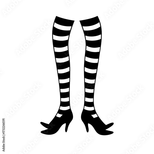 Cartoon witch legs striped stock vector illustration 