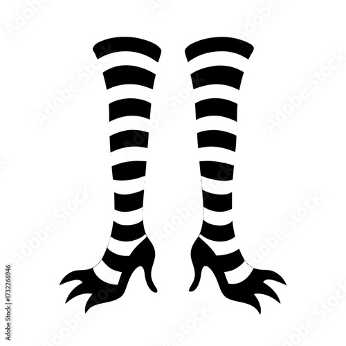 Halloween witch legs in striped stockings vector