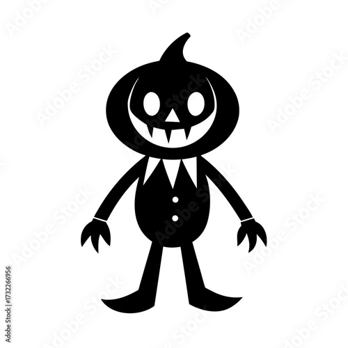 Halloween retro character pumpkin vector 