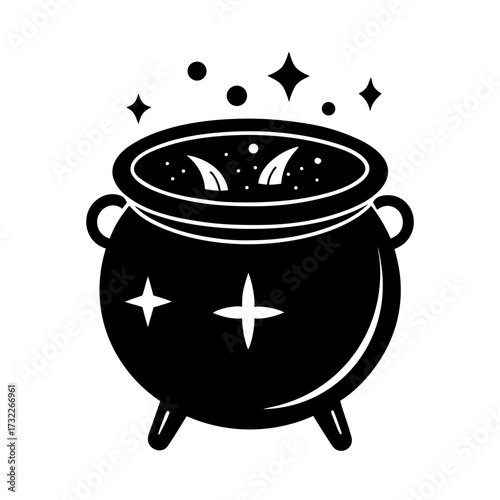 Halloween witch potion cauldron vector