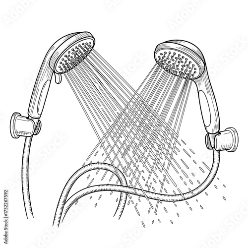 Innovative dual shower head system for a luxurious bathing experience.