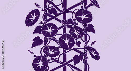 Morning glories climbing a trellis