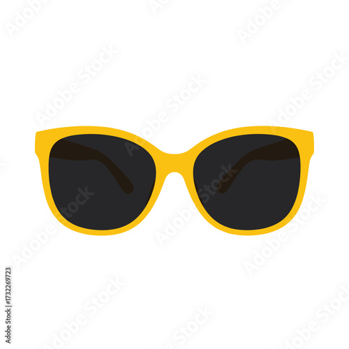 Stylish yellow frame sunglasses with dark lenses for eye protection and fashion.
