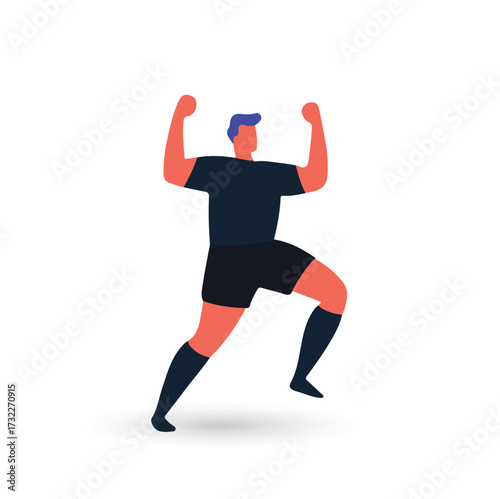 The footballer celebrates scoring a goal. Clean minimalist style ideal for both digital and print use.