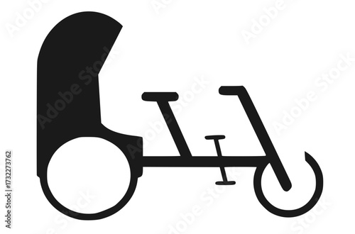 Silhouette of a bicycle rickshaw or pedicab with a canopy