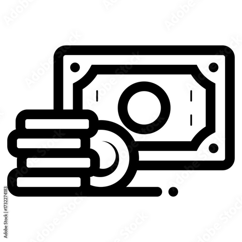 money with stacked coin icon