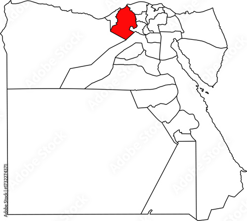 Detailed vector map of Egypt highlighting the Beheira Governorate (Al Buhayrah), a vast agricultural and administrative region in the western Nile Delta.

