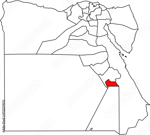 Detailed vector map of Egypt highlighting Luxor Governorate (Al Uqsur), the world-famous center for historical tourism in Upper Egypt.

