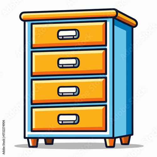 wooden cabinet with drawers isolated