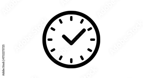 Clock approved sign black white icon