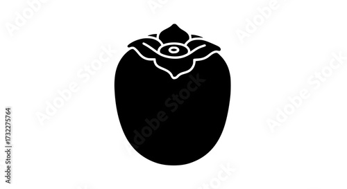 Rosehip berry branch black white icon 