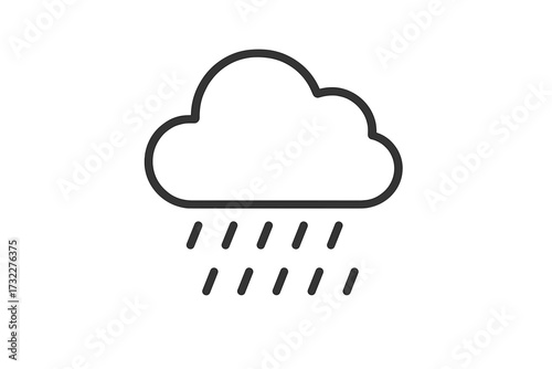 Rain cloud weather icon vector line art. Minimalist symbol for a rainy forecast. Simple graphic element for meteorology and climate concept. Drizzle or storm illustration.