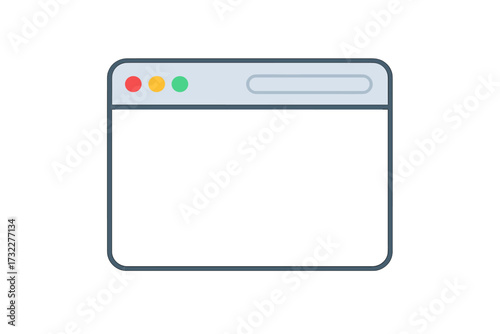 Browser window mockup in simple flat style. Web browser vector illustration for website presentation. Blank screen template, internet page frame with search bar for UI design.