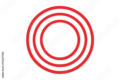 Pain circle for throbbing pain and ache. Red rings targeting sore spot. Vector illustration for body ache, headache, backache. Symbol for injury, inflammation, medical concept.