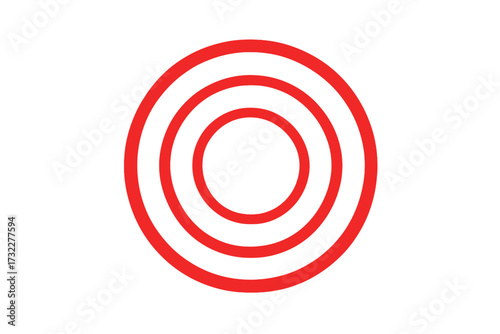 Red pain circle for body pain localization. Vector symbol for throbbing pain, headache, migraine. Sore spot target. Medical icon for injury, illness, ache. Epicenter.