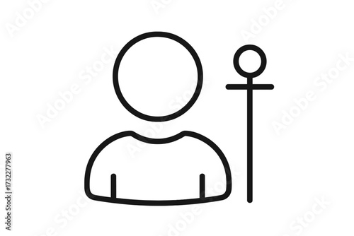 User profile icon with Egyptian ankh symbol. Concept for life, spirituality, soul, ancient history, mythology. Minimalist line art for web, app, logo design. Key of life.