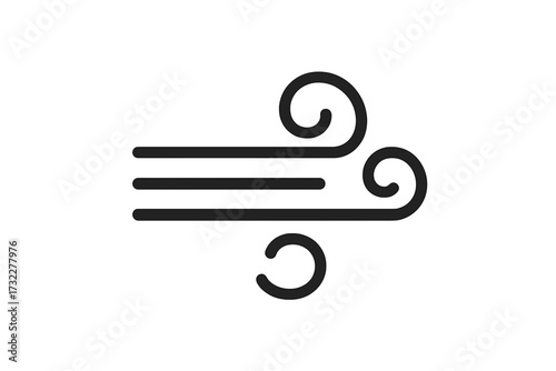 Wind icon vector. Weather symbol in trendy flat line style. Air flow sign for web, logo, app, UI design. Windy forecast pictogram isolated. Simple breeze graphic element.