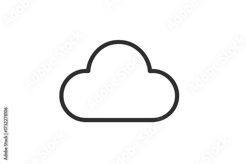 Cloud icon vector line art. Simple weather symbol for web, logo, and app UI design. Minimalist outline for climate, meteorology, and cloud computing data storage concept.