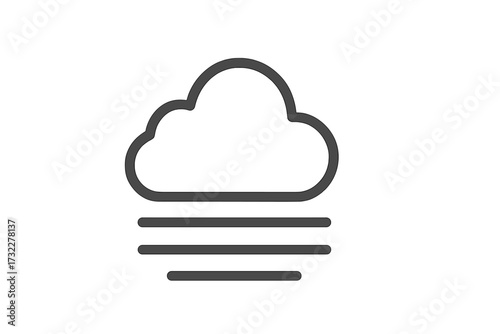 Foggy weather line icon. Haze and mist symbol for forecast app. Minimalist cloud pictogram for UI UX design. Simple, modern vector graphic for web, logo and mobile element.