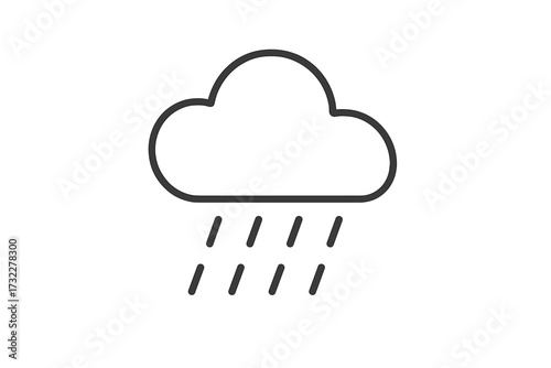Rain cloud line icon. Simple weather forecast symbol for apps and web design. Minimalist outline pictogram of rainfall, storm, and drizzle. Vector illustration isolated.