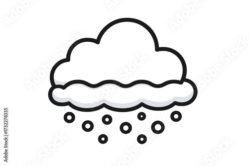 Snow cloud icon for weather forecast. Simple outline vector illustration. Winter snowfall, blizzard, hail storm symbol for web design, apps, ui, ux. Cold climate sign.