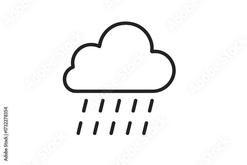 Rain cloud icon, line art symbol. Minimalist weather forecast sign. Simple vector illustration for web, app, ui, ux design. Meteorology, climate, storm, downpour concept.