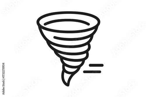 Tornado icon vector. Twister, cyclone, hurricane symbol. Weather forecast line art sign. Storm, wind, and natural disaster concept. Simple flat illustration for web, logo, app.