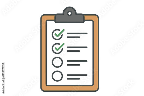 Clipboard with checklist and green check marks. To-do list icon. Task management, survey, or exam concept. Project planning and organization. Successful completion of business tasks.
