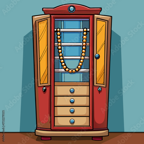 vector illustration of an old wardrobe