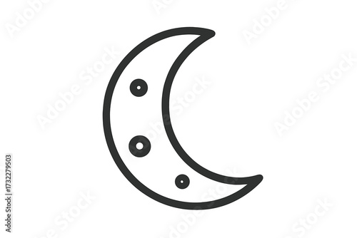 Crescent moon icon. Simple line art symbol of the night sky. Celestial body for astronomy and astrology concepts. Minimalist lunar phase vector for web, logo, app, UI design.