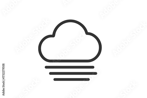 Foggy weather icon. Mist, haze, and fog symbol for meteorology forecast. Minimalist line art for web design, app, UI, UX. Outline pictogram isolated. Climate, atmosphere concept.