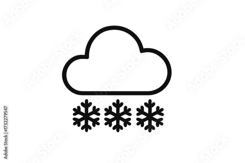 Snow weather icon. Simple outline symbol of snowfall and winter season. Minimalist linear pictogram for forecast app, web, UI design. Cold, freeze, blizzard sign vector.