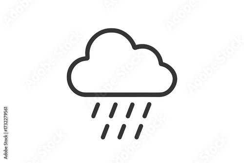 Rain icon vector. Weather symbol in trendy flat line style. Cloud and raindrop graphic element for web, logo, app, and UI design. Isolated illustration for forecast.