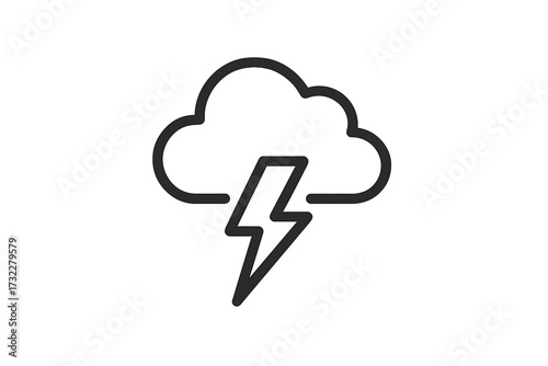 Thunderstorm line icon. Weather symbol with cloud and lightning bolt. Simple outline vector for forecast app, web, UI design. Storm, electricity, and energy concept.