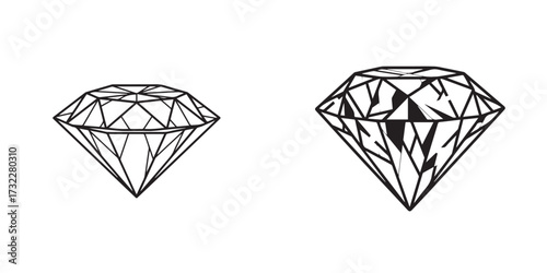 Detailed Diamond Illustrations, Gemstone Design Elements