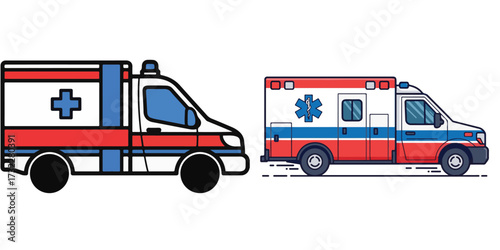 Ambulance Vehicles Cartoon Illustration