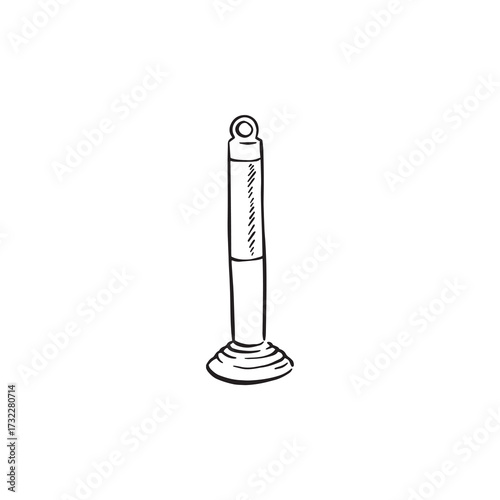 This traffic bollard hand drawn in black.