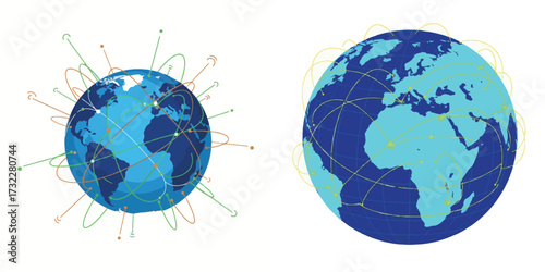 Global Connection Illustration Depicting International Networks and Communication