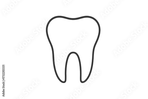 Tooth icon in simple line style. Dental care concept. Dentist logo or symbol for clinic. Stomatology sign. Oral health and hygiene pictogram. Vector illustration isolated.