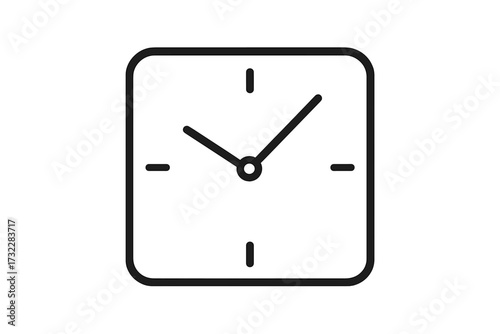 Clock icon vector simple line art. Time symbol for web design. Minimalist pictogram for apps and banners. Watch face graphic element. Deadline, schedule, timer concept.