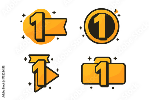 Number 1 day left to go. Set of promotional banners and sale badges. Countdown collection for landing page. Vector one day remaining sticker. Last day offer marketing icon.