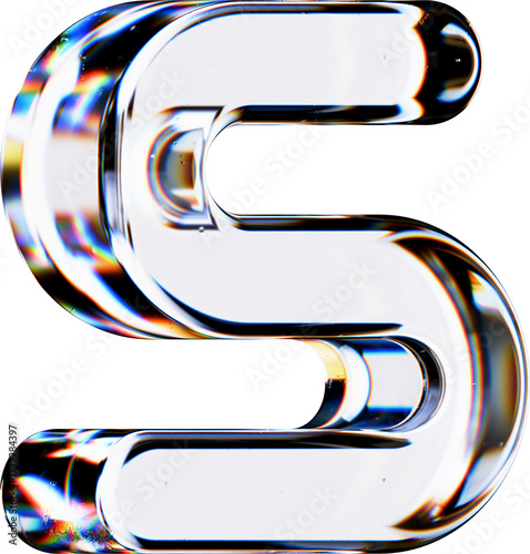 Set of 3d Rendered Letters made of Transparent Glass on White Background